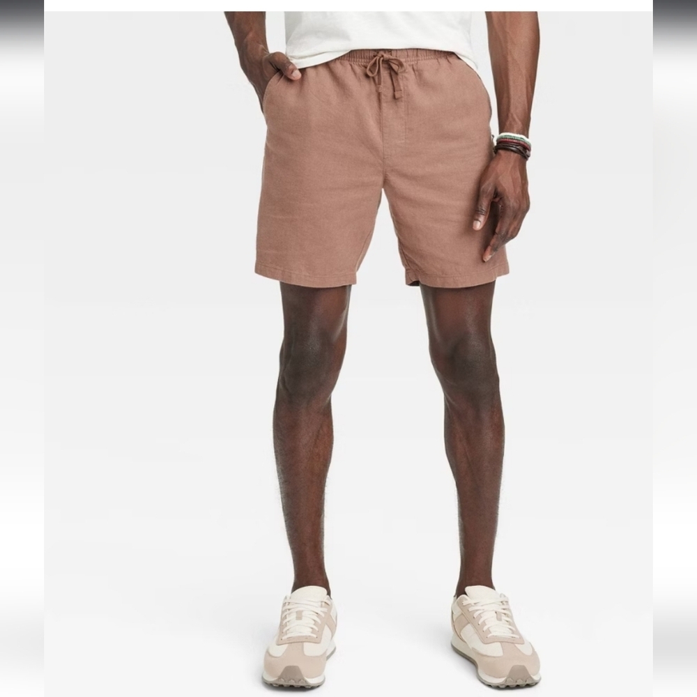 Goodfellow & Co Brown Drawstring Linen-Blend Men’s Shorts